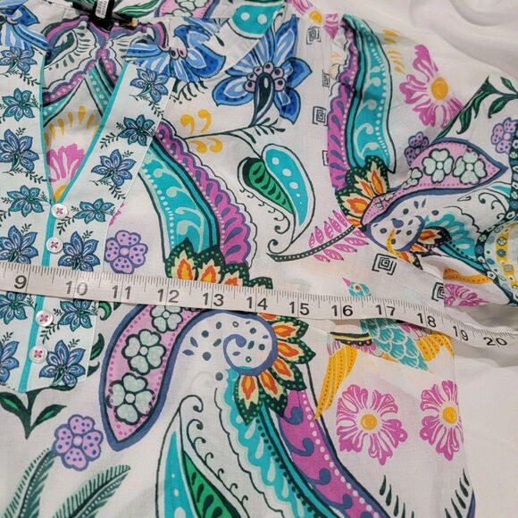 Talbots Womens Top Size Small Tropical Beach Vacation Colorful Paisley Boho - Picture 6 of 7